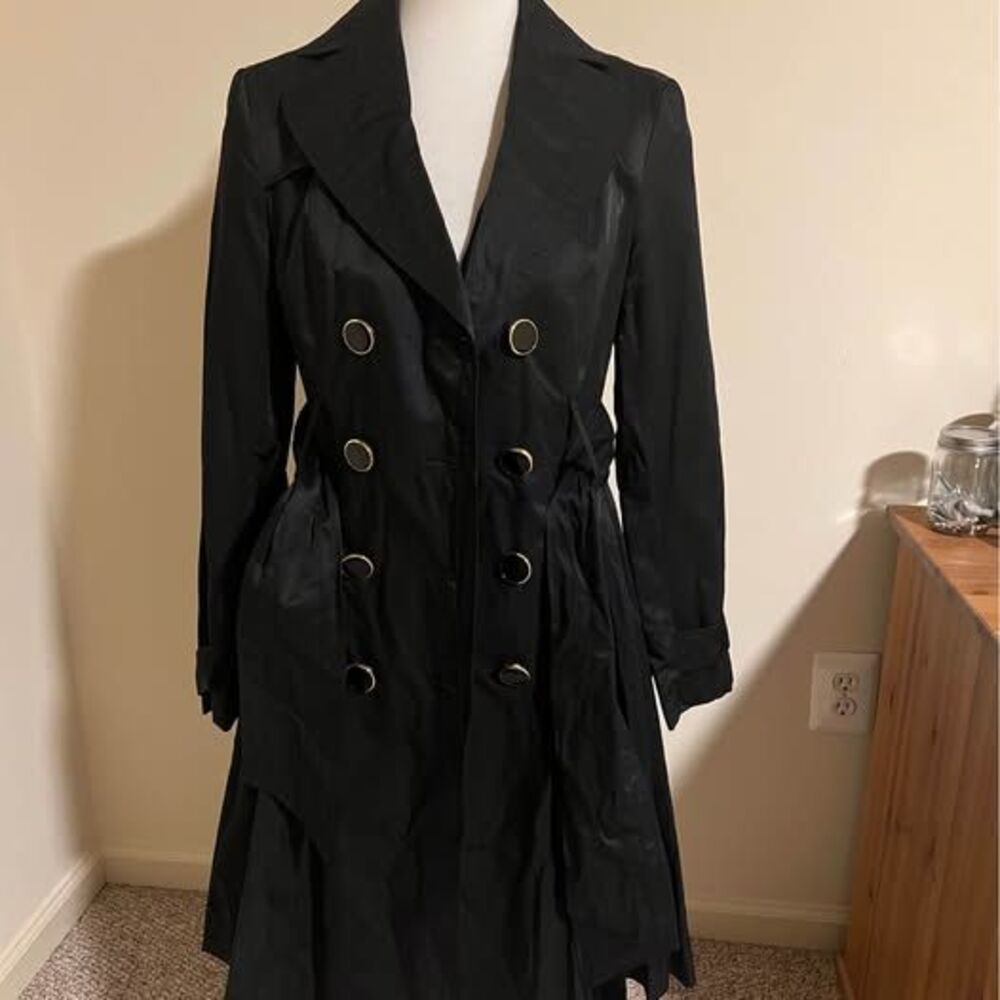 NWT Patricia Field Black Trench Coat Size 6